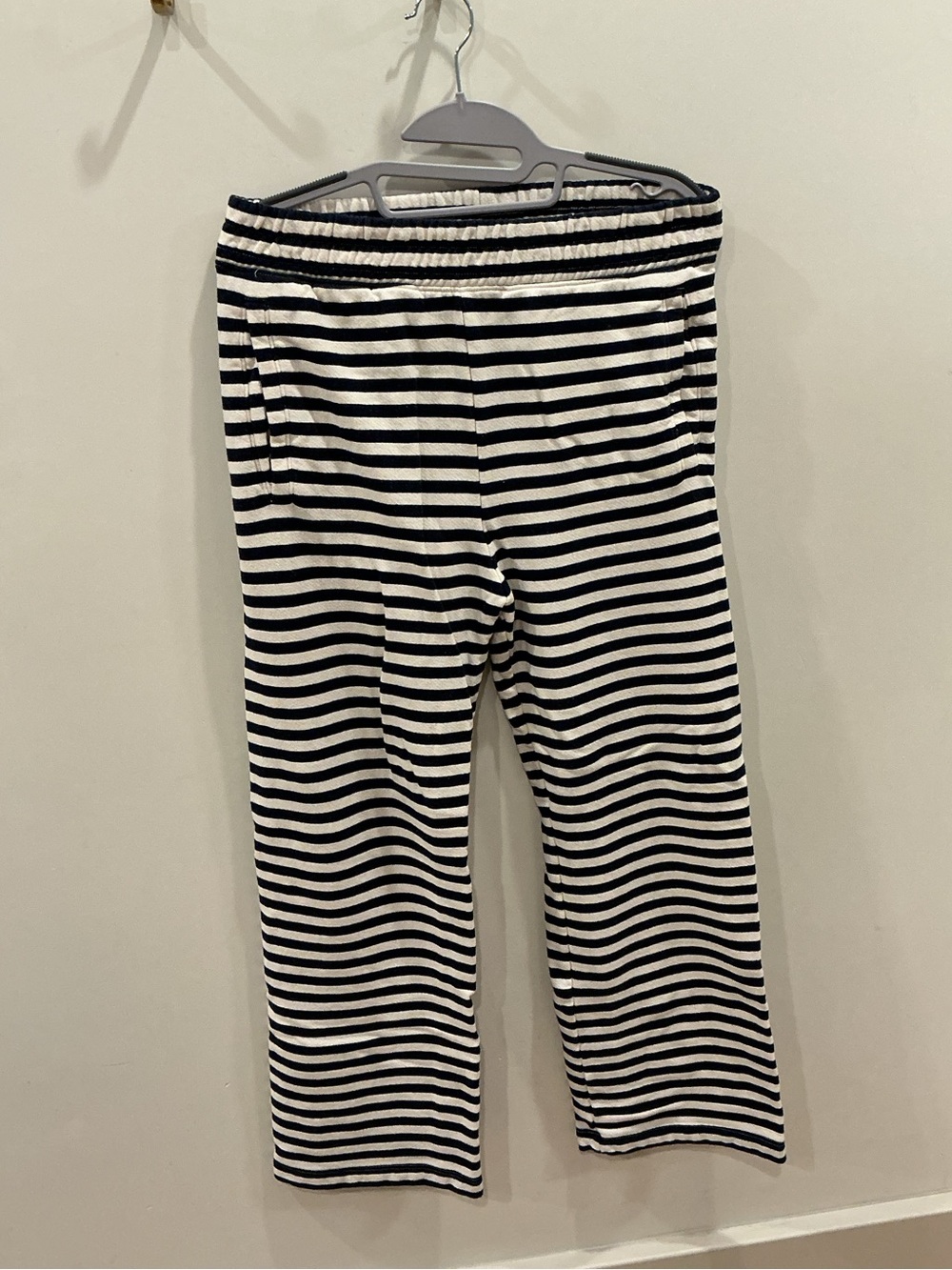 THE GREAT. Black & White Striped Pants